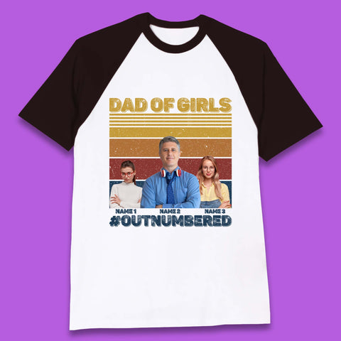 Personalised Dad Of Girls Baseball T-Shirt