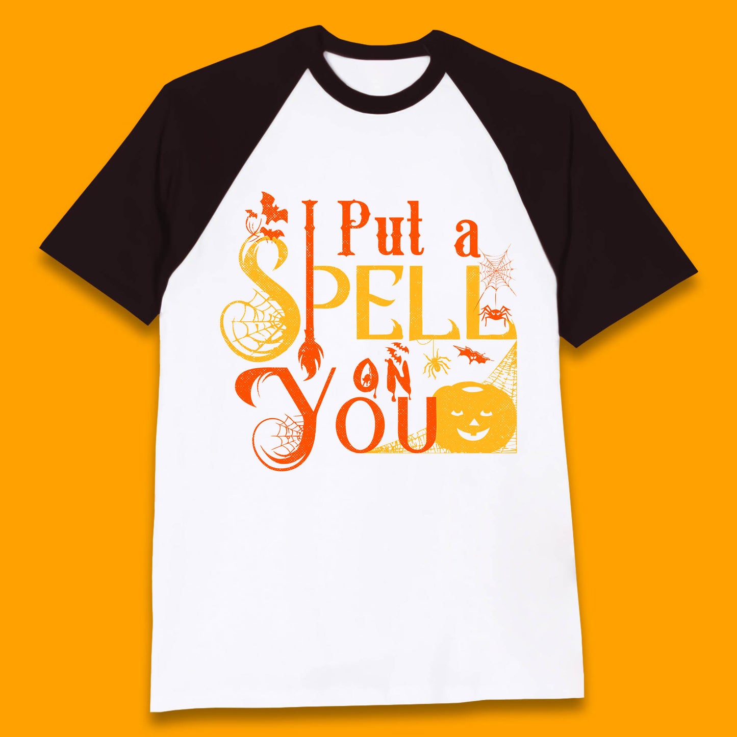 I Put a Spell on You Witch Broom Horror Spooky Scary Halloween Costume Baseball T Shirt