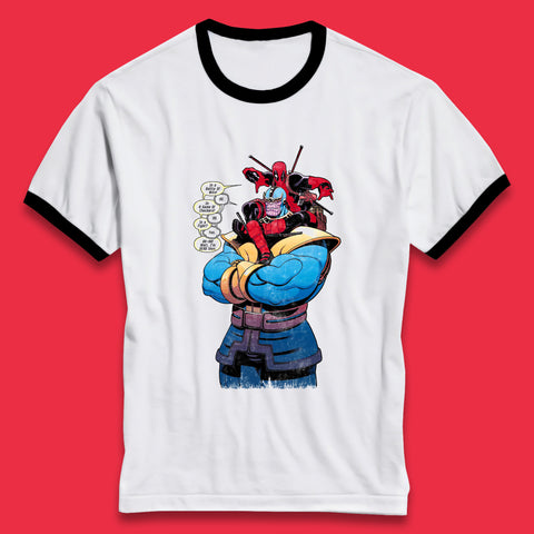Marvel Comics Deadpool Minibus 3 Deadpool VS Thanos Comic Book Fictional Character Ringer T Shirt