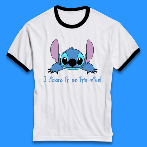 Disney I Licked It So It's Mine Funny Offensive Quote Disney Ohana Lilo And Stitich Disneyland Cartoon Character Ringer T Shirt