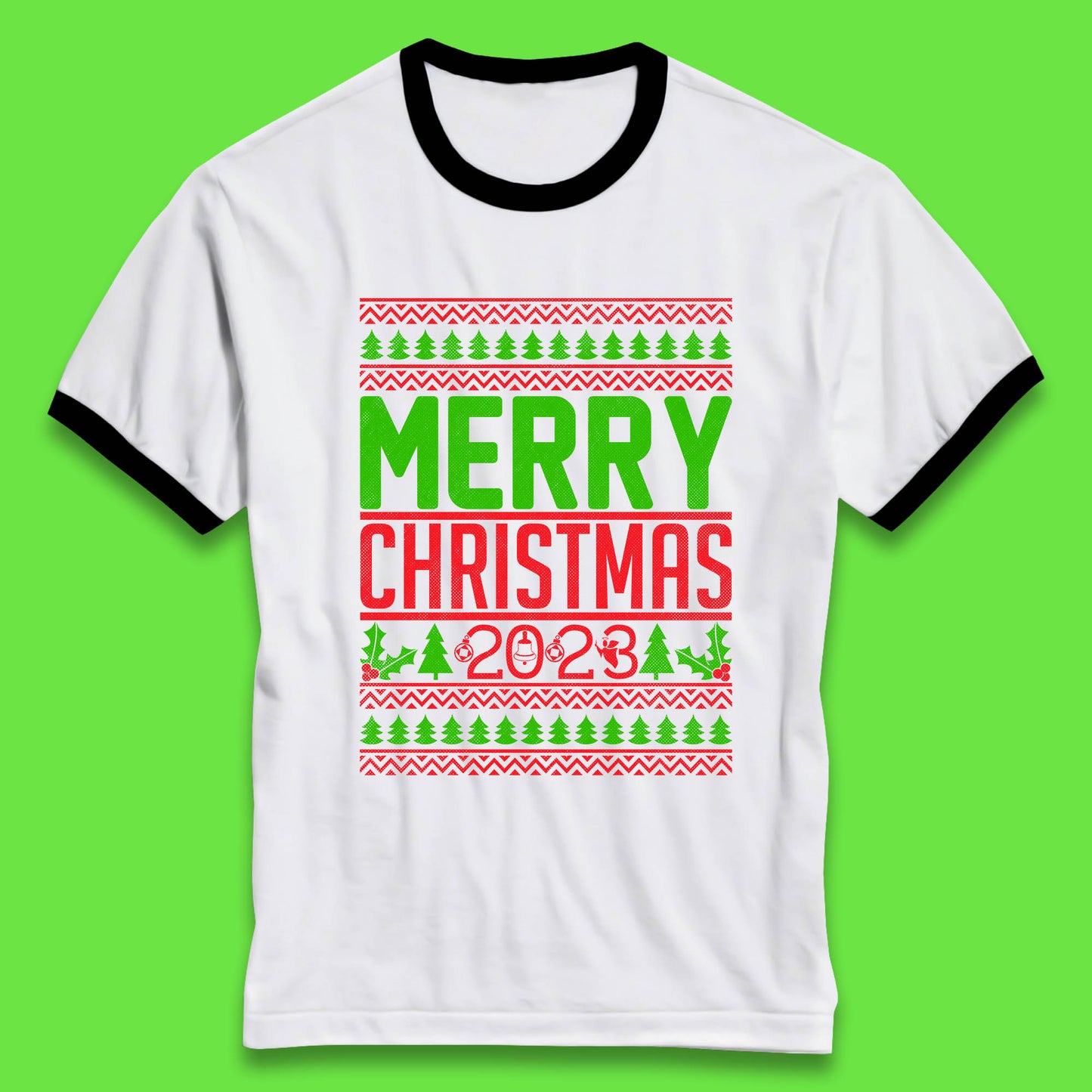 Merry Christmas 2023 Winter Holiday Festive Celebration Xmas Gift Ringer T Shirt
