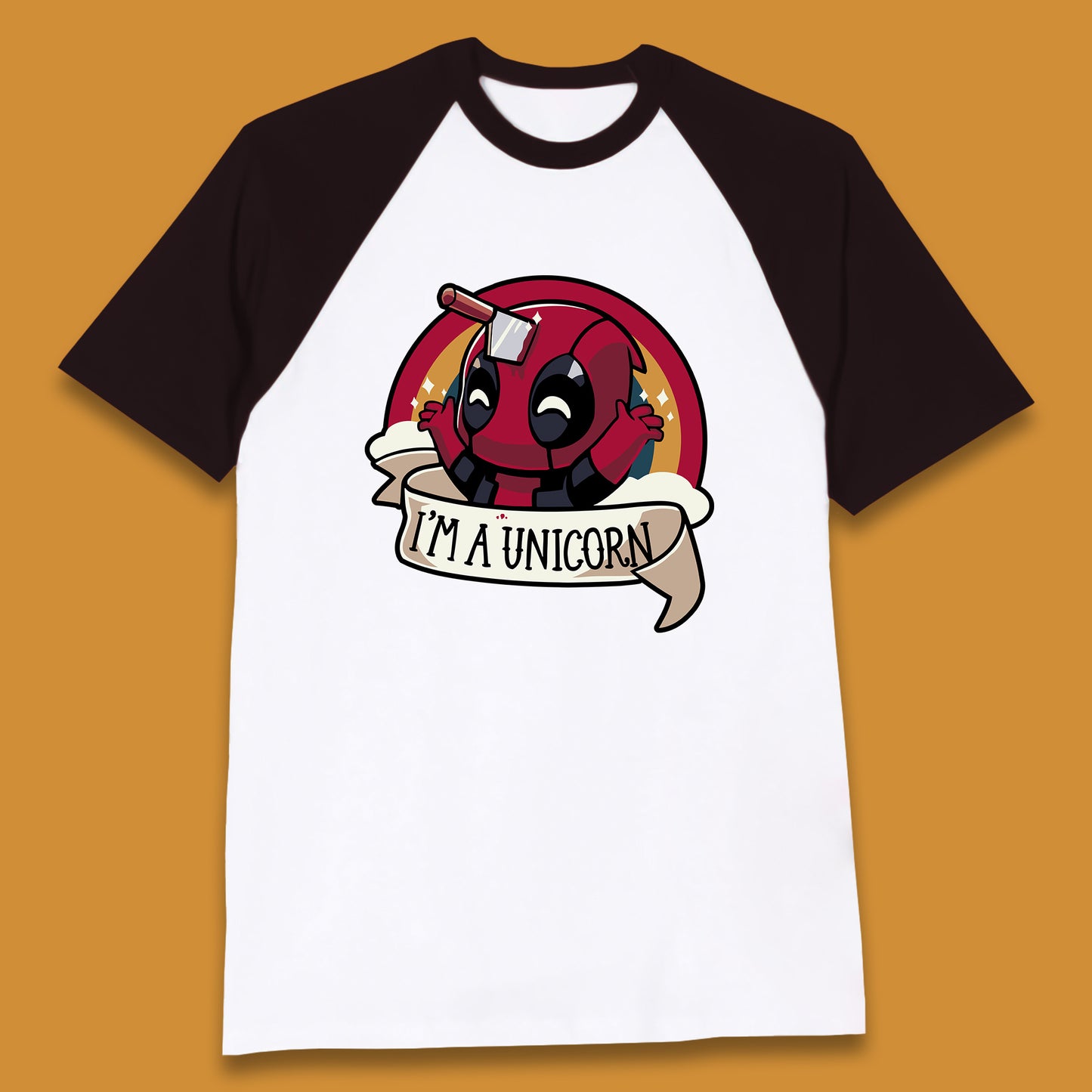 I'm A Unicorn Funny Deadpool Rainbow Colors Marvel Avengers Superhero Fictional Character Baseball T Shirt