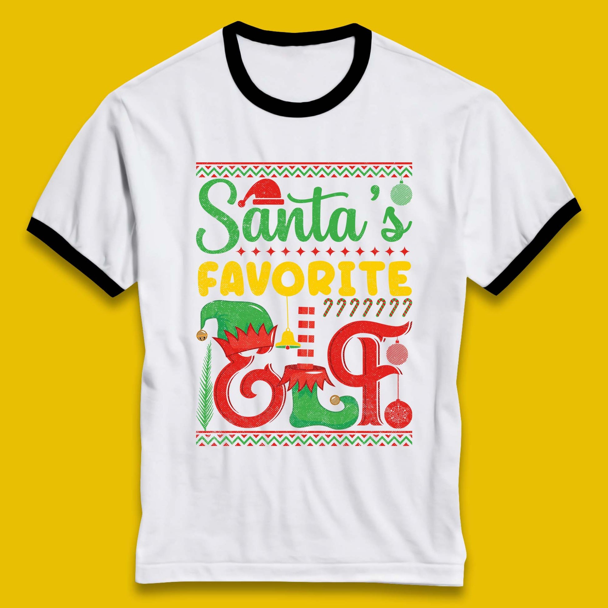 christmas santas favorite elf costume ringer t shirt