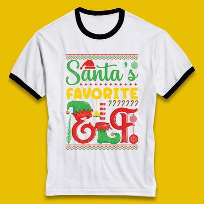 christmas santas favorite elf costume ringer t shirt