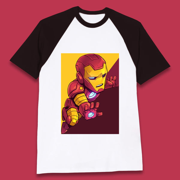 Flying Chibi Iron Man Superhero Marvel Avengers Comic Book Character Iron-Man Marvel Comics Baseball T Shirt
