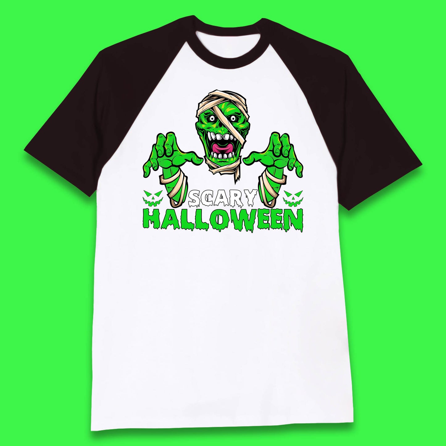 Scary Halloween Skull Zombie Mummy Horror Monster Zombie Hands Scary Vibes Baseball T Shirt