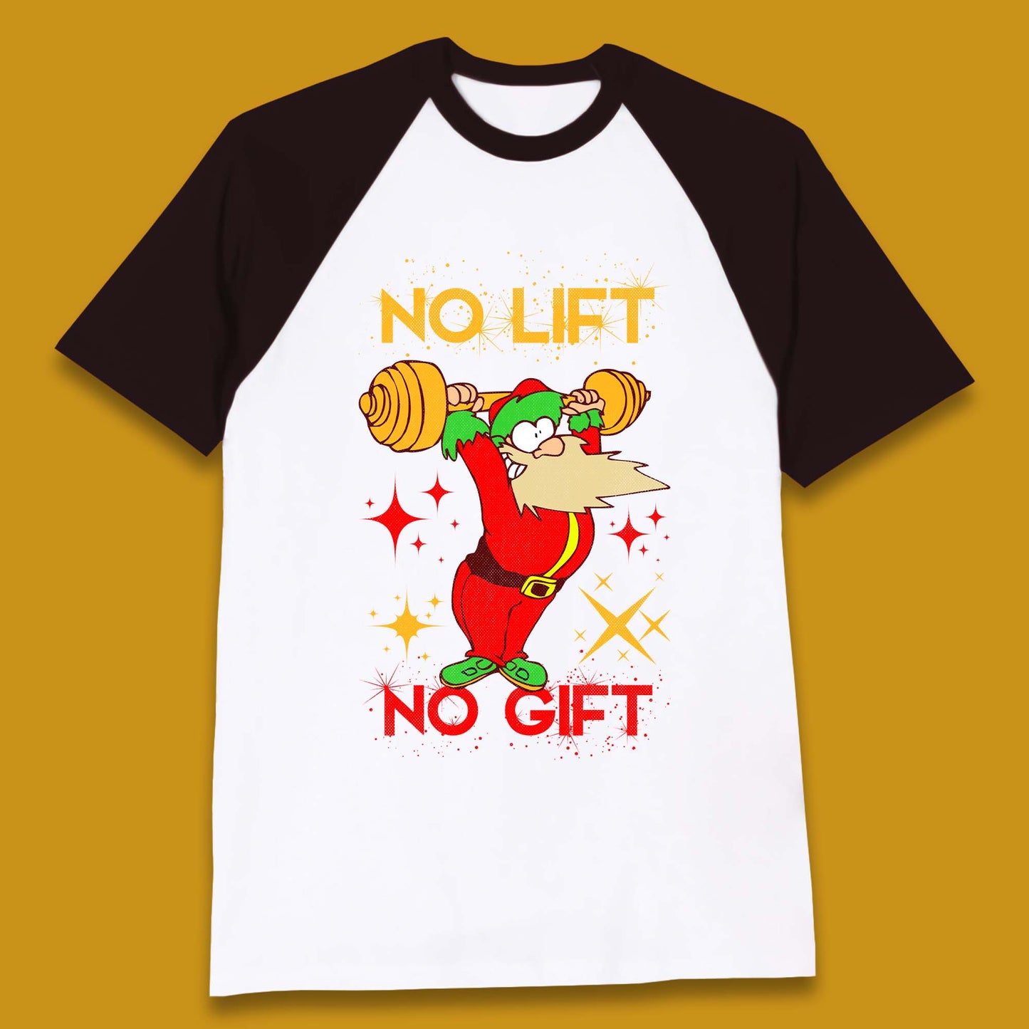 santa workout christmas baseball t shirt