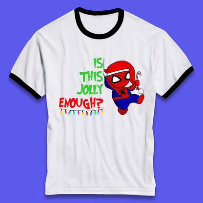 Jolly Enough Spiderman Christmas Ringer T-Shirt