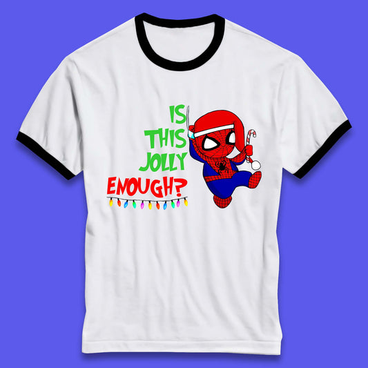 Jolly Enough Spiderman Christmas Ringer T-Shirt
