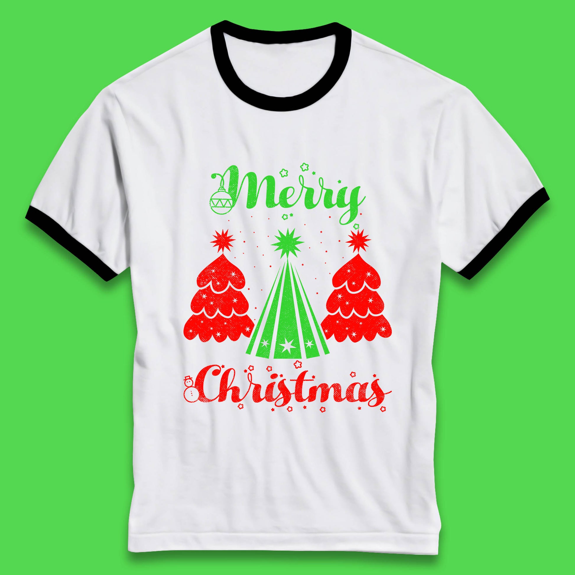 merry christmas tree ringer t shirt
