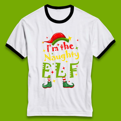 naughty elf ringer t shirt