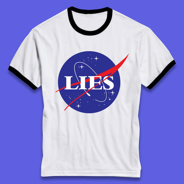 NASA Lies Logo Parody Ringer T-Shirt