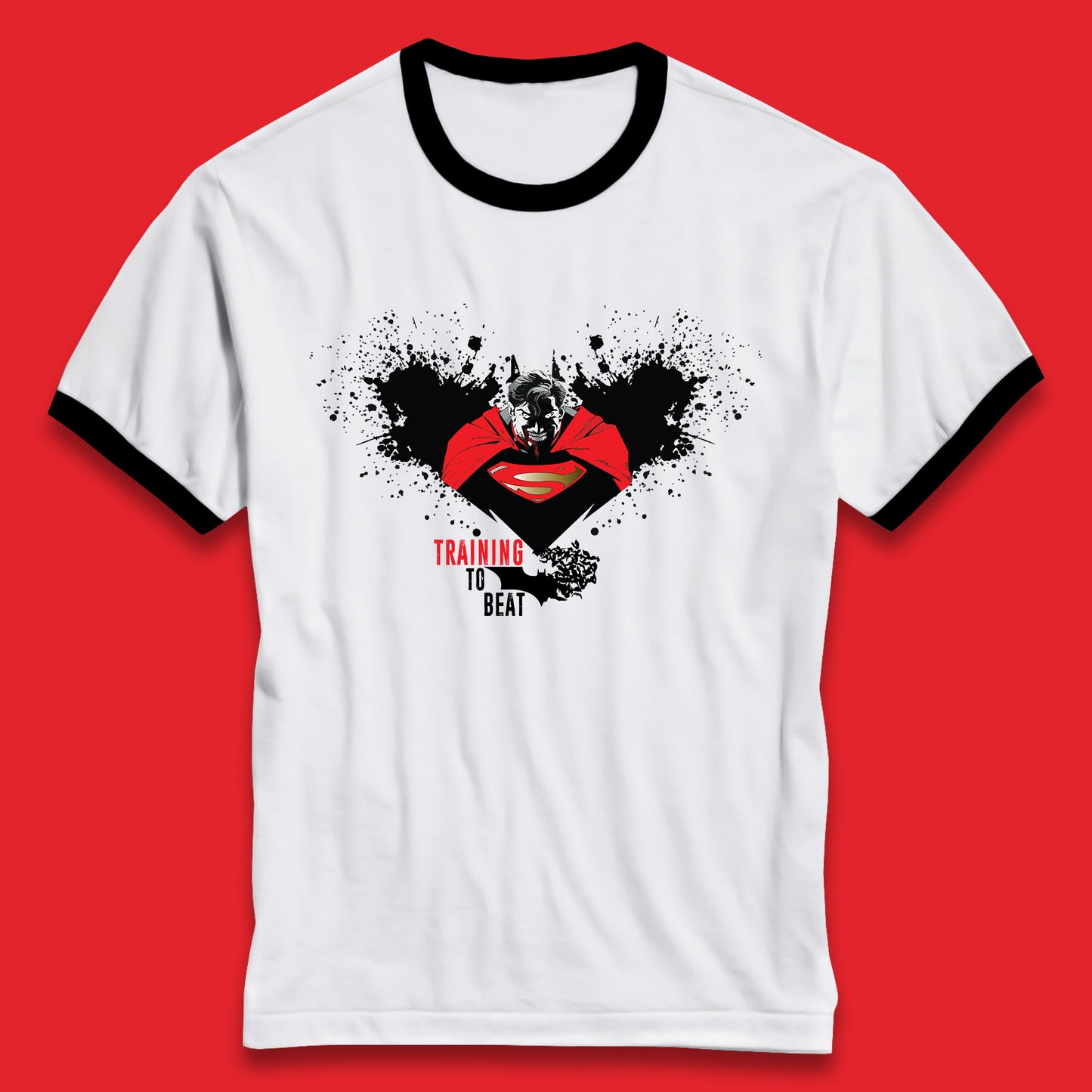Superheros DC Comics Action Adventure Movie Character Superman And Batman Training To Beat Batman Superman Logo Ringer T Shirt