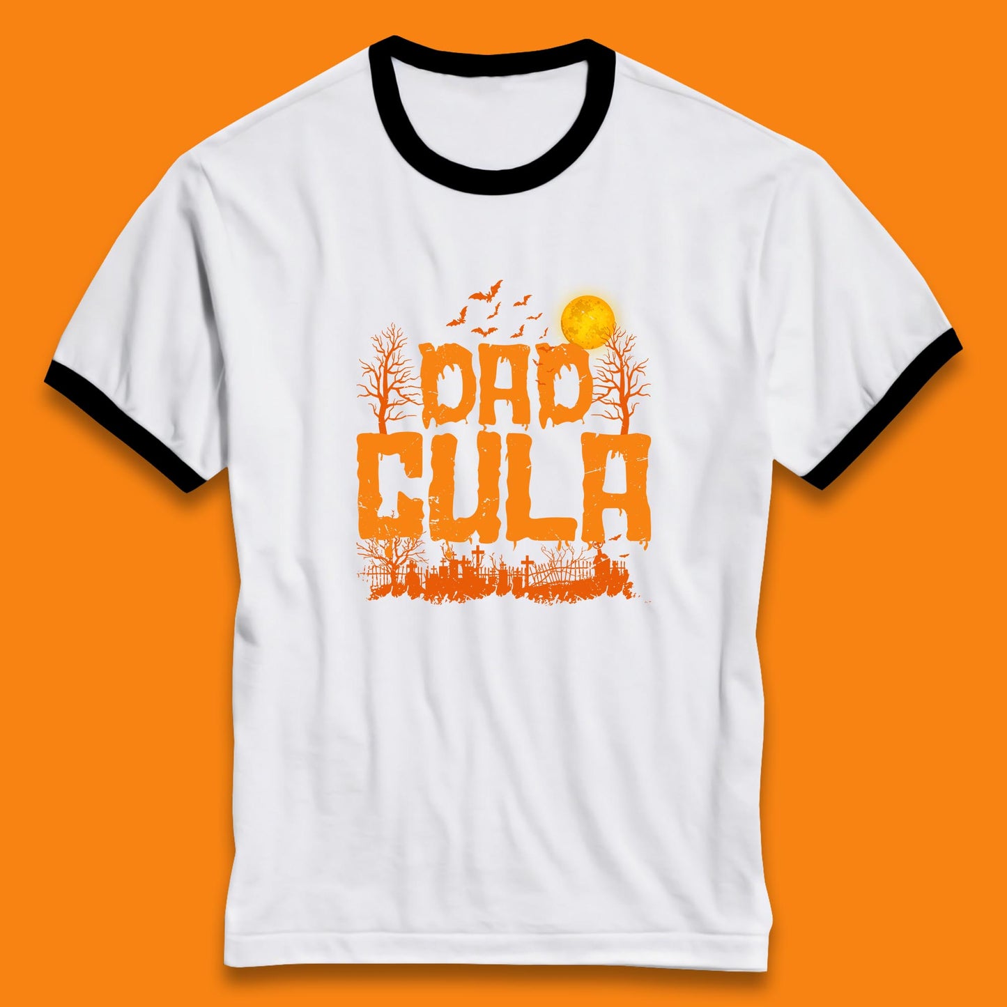 Dadcula Halloween Funny Monster Ghost Spooky Dad Gift Ringer T Shirt