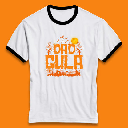 Dadcula Halloween Funny Monster Ghost Spooky Dad Gift Ringer T Shirt
