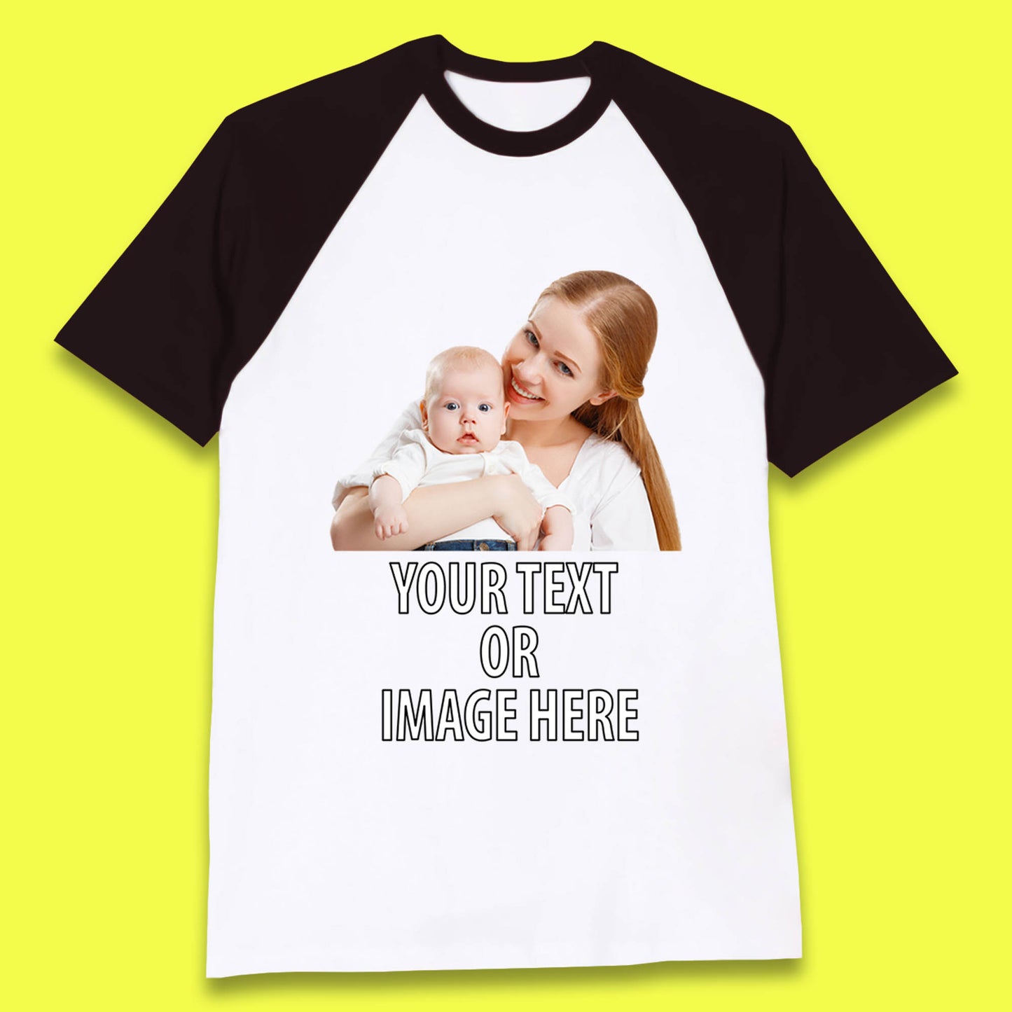 Personalized Custom Text Or Image Here, Custom Photo, Custom Business Logo, Add Your Own Text Customizable Baseball T Shirt