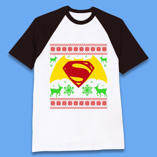 Batman V Superman Christmas Baseball T-Shirt
