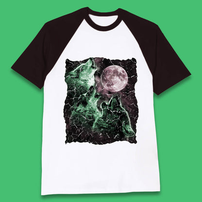 Three Wolf Howling At Moon Wild Free Wolves Three Wolf Dog Animal The Mountain Baseball T Shirt