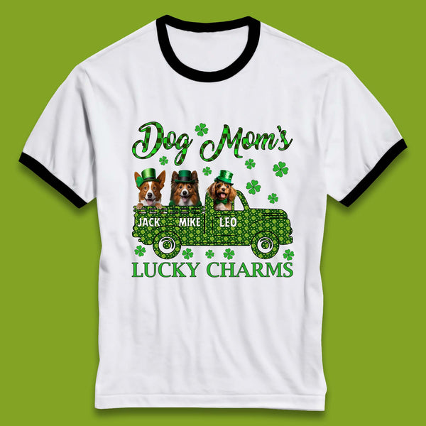 Personalised Dog Mom's Lucky Charms Ringer T-Shirt
