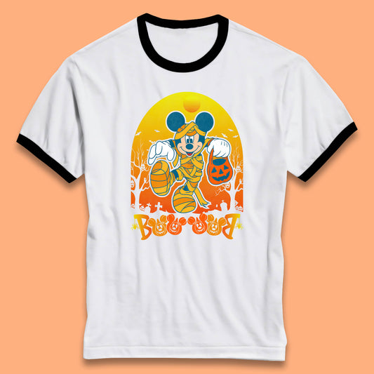 Disney Halloween Boo Mummy Mickey Mouse Horror Scary Disneyland Trip Ringer T Shirt