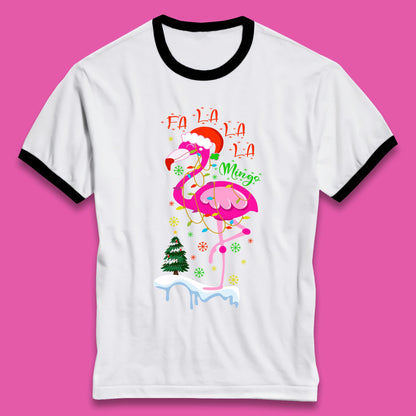 flamingo christmas ringer t shirt