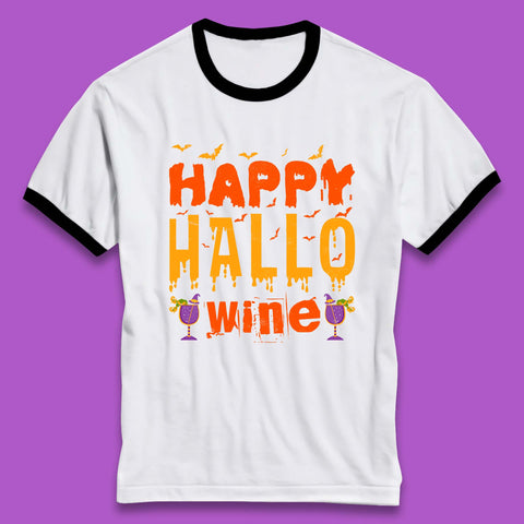 Happy Hallowine Funny Halloween Wine Drinking Party Wine Lover Ringer T Shirt