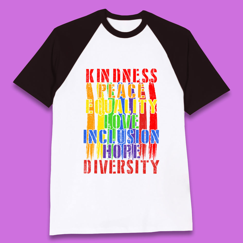 Kindness Peace Equality Baseball T-Shirt