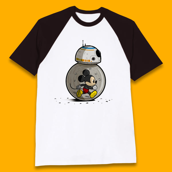 Disney Mickey Mouse BB-8 Funny Star Wars BB8 Running Mickey Disney Trip Star Wars 46th Anniversary Baseball T Shirt