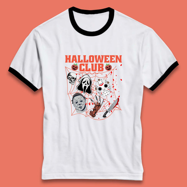 Halloween Club Horror Scary Friends Halloween Horror Movie Characters Ringer T Shirt