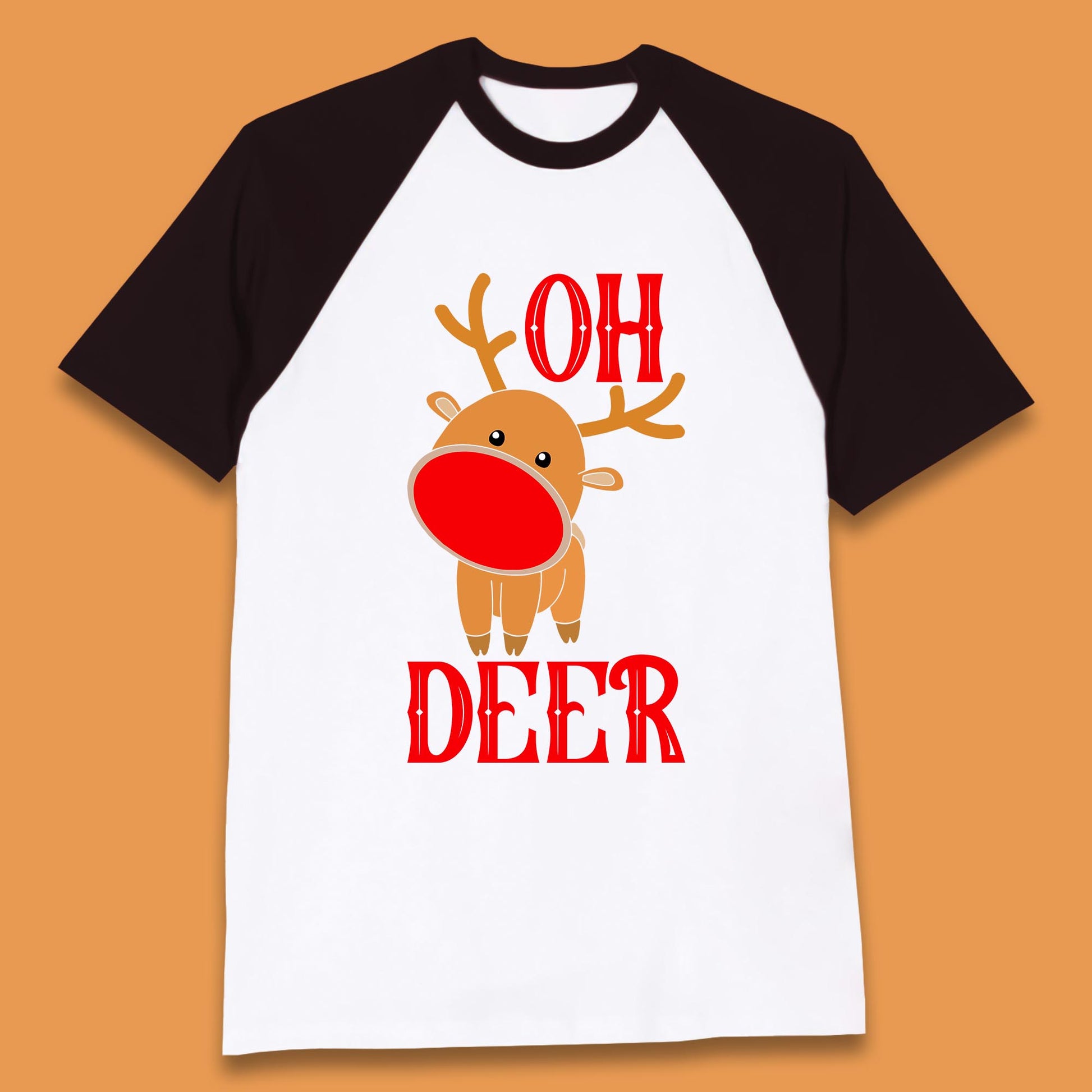 reindeer oh deer christmas rudolph baseball t shirt