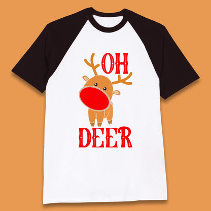 reindeer oh deer christmas rudolph baseball t shirt