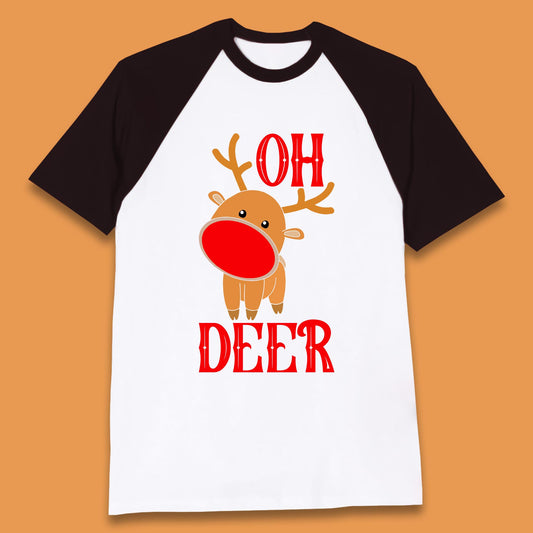 reindeer oh deer christmas rudolph baseball t shirt