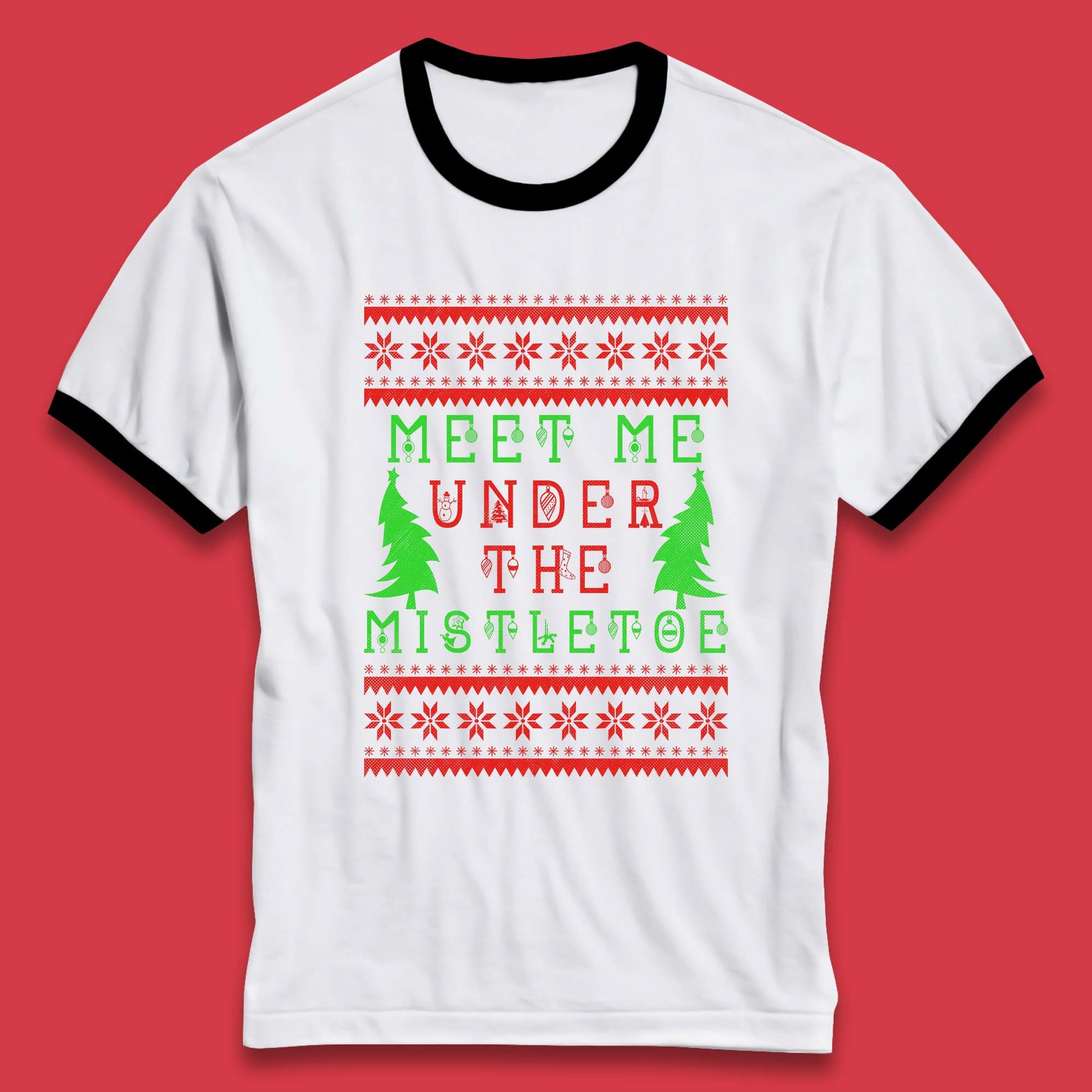 mistletoe christmas ringer t shirt