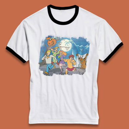 Scooby Doo & Gang Halloween Horror Scary Ghost Haunted Scary Night Ringer T Shirt