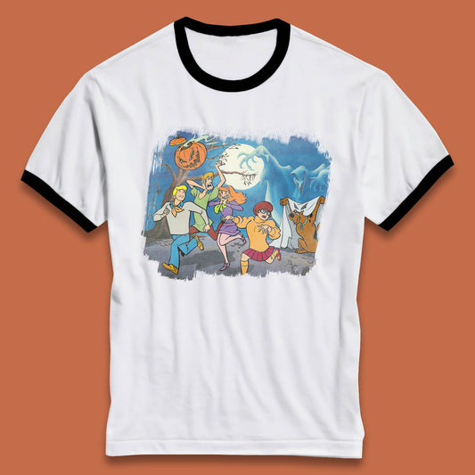 Scooby Doo & Gang Halloween Horror Scary Ghost Haunted Scary Night Ringer T Shirt