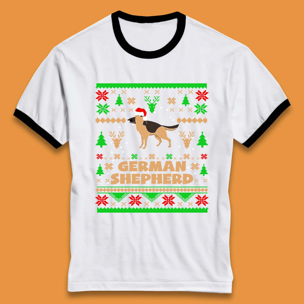 German Shepherd Dog Christmas Ringer T-Shirt