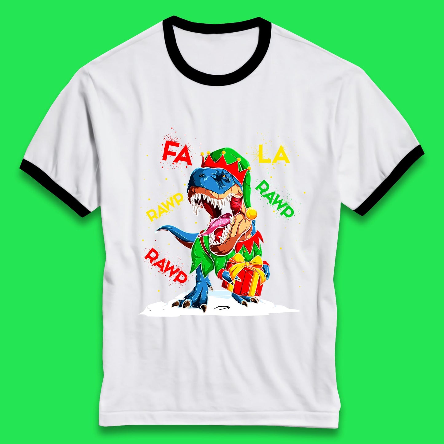 christmas dinosaur ringer t shirt