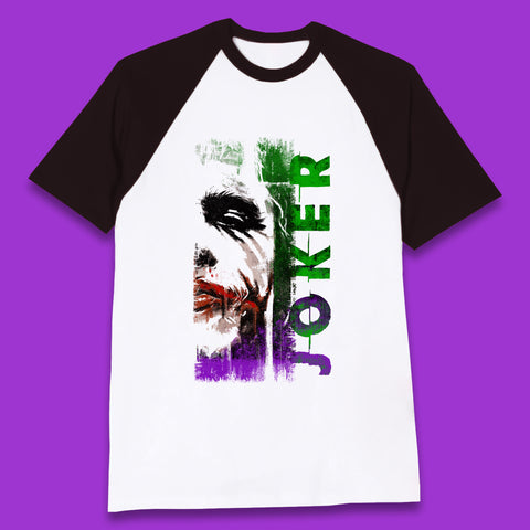 Joker Face Movie Villain Comic Book Character Supervillain Movie Poster Baseball T Shirt