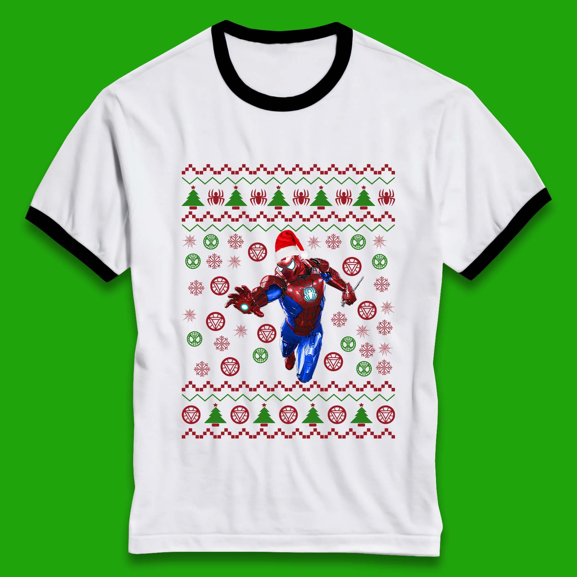 Iron Spider Man Suit Christmas Ringer T-Shirt