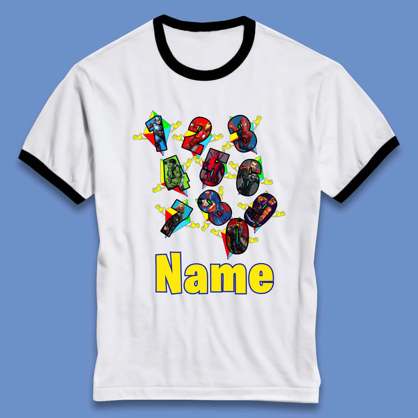 Personalised Number Day Superheroes Superheroes Ringer T-Shirt