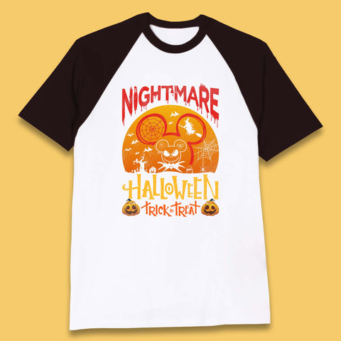 Halloween Nightmare Disney Mickey Mouse Jack Skellington The Nightmare Before Christmas Baseball T Shirt