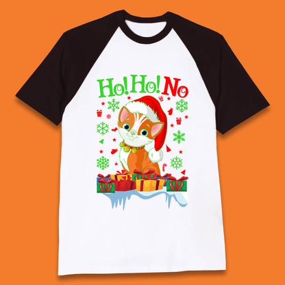 ho ho no christmas cat baseball t shirt