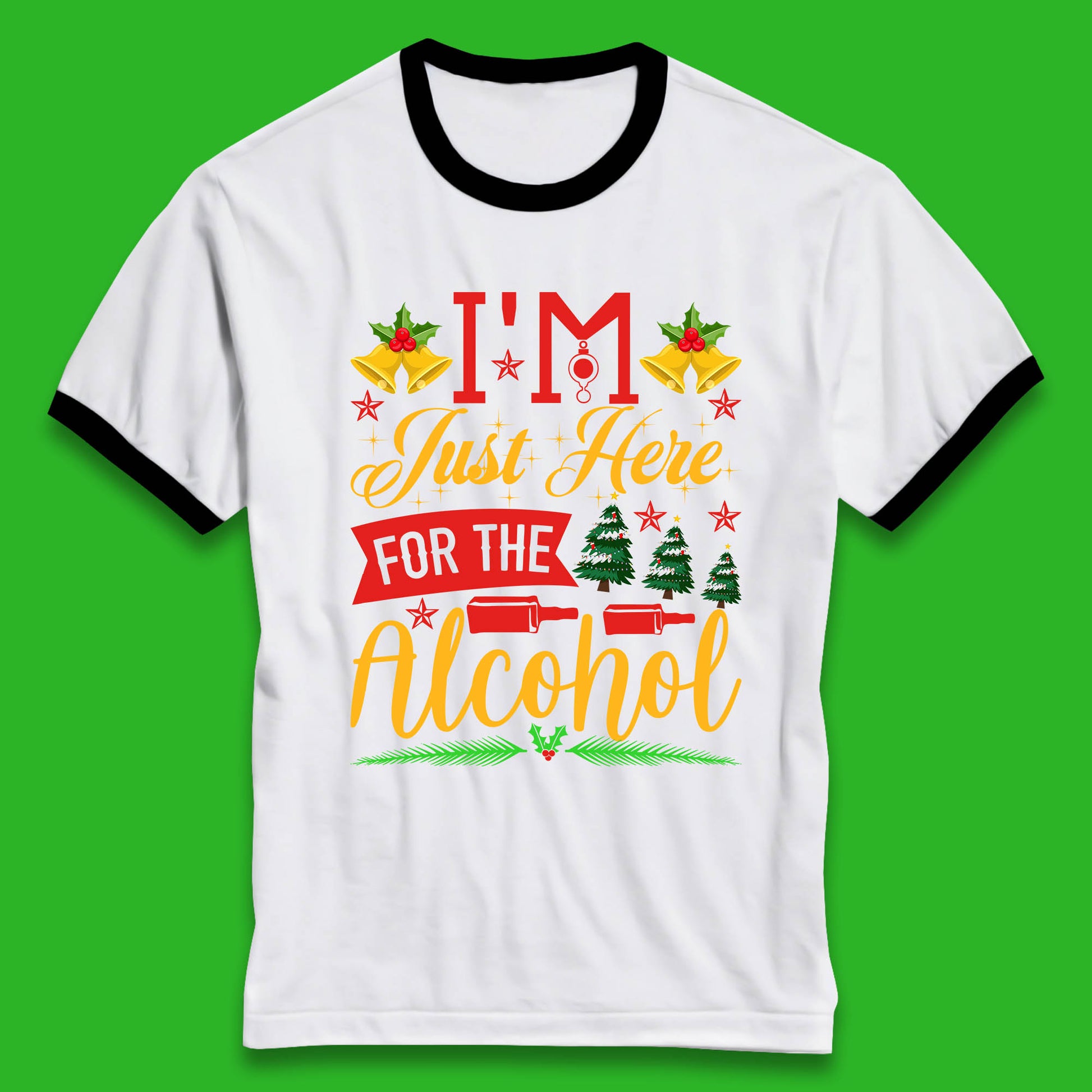 christmas drinking party ringer t shirt