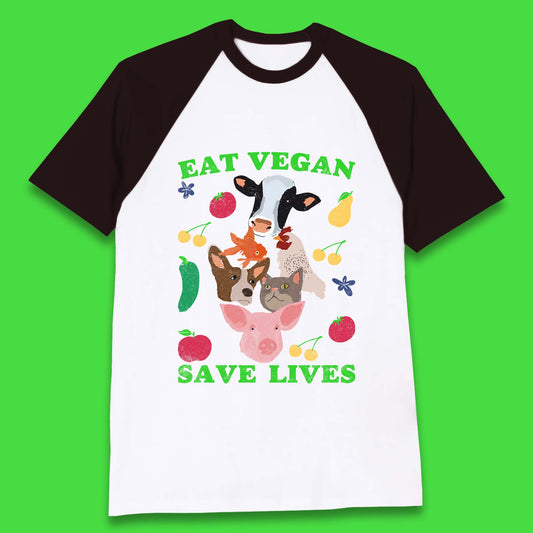 Eat Vegan Save Lives Baseball T-Shirt