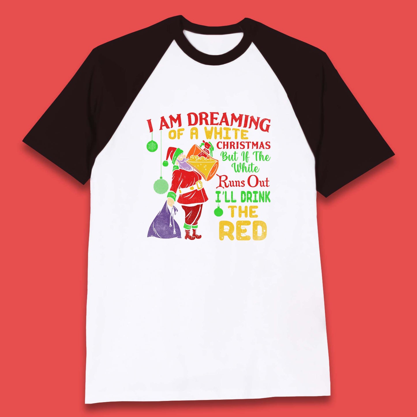 santa claus drinking baseball t shirt