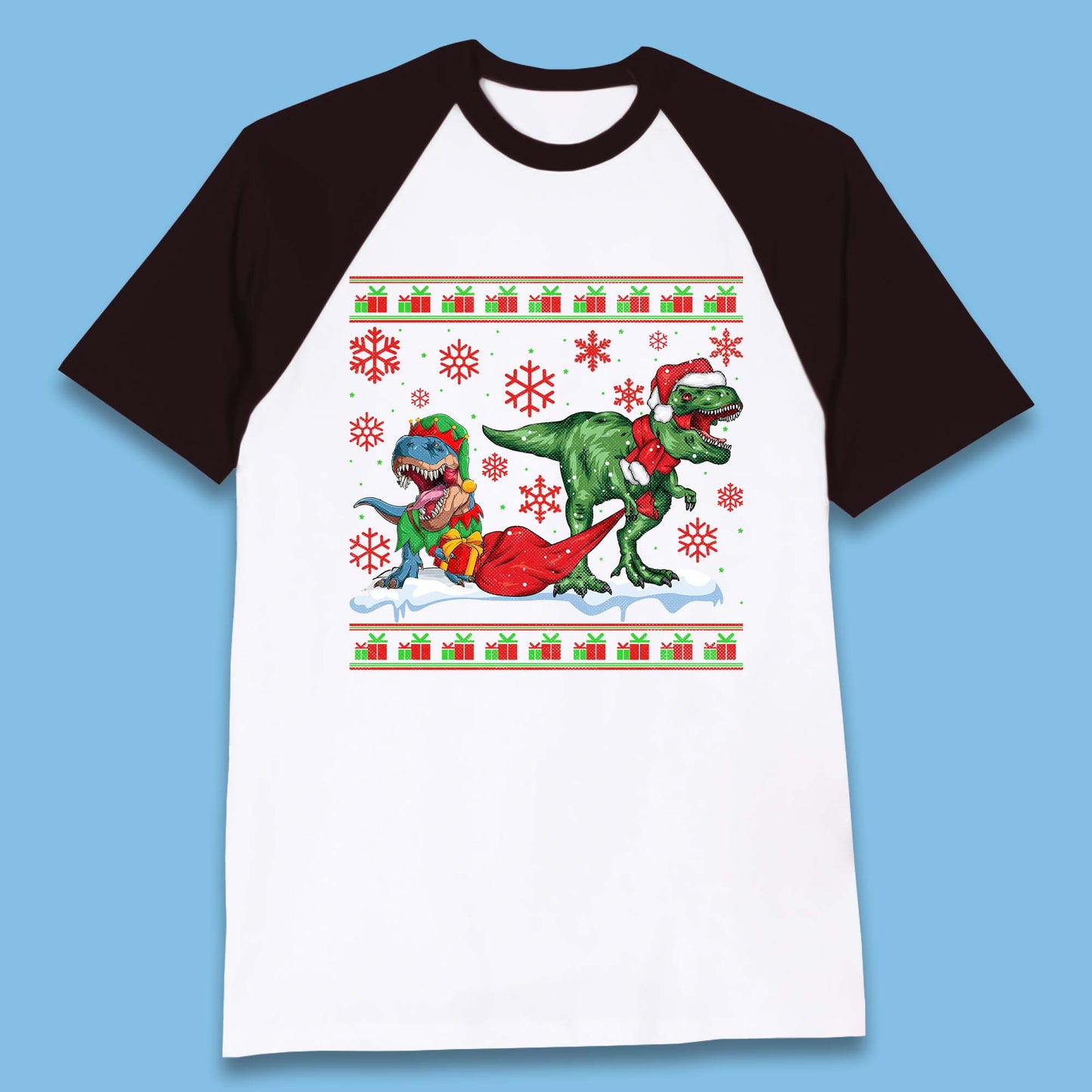 santa & elf costume baseball t shirt
