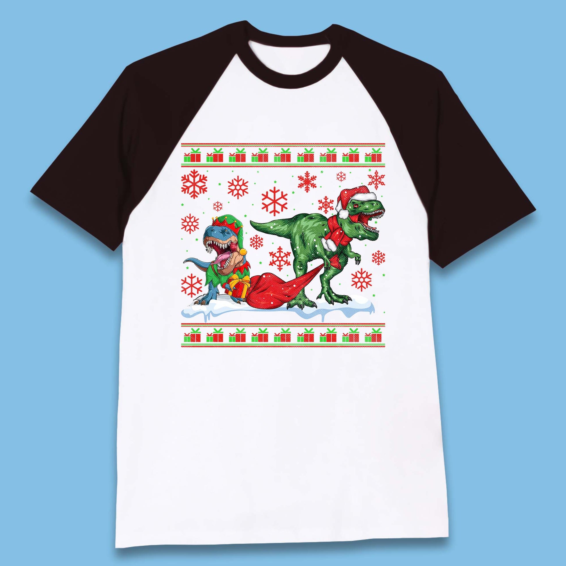 santa & elf costume baseball t shirt
