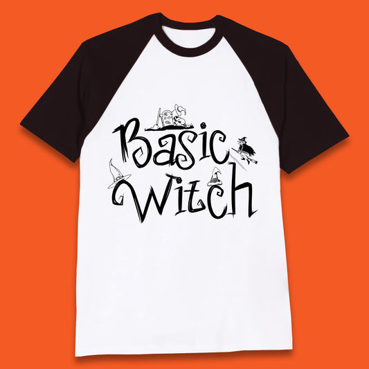 Basic Witch Funny Halloween Witch Horror Spooky Season Baseball T Shirt