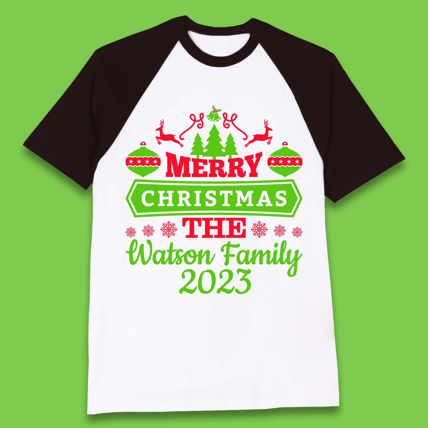 Personalised Family Christmas Baseball T-Shirt