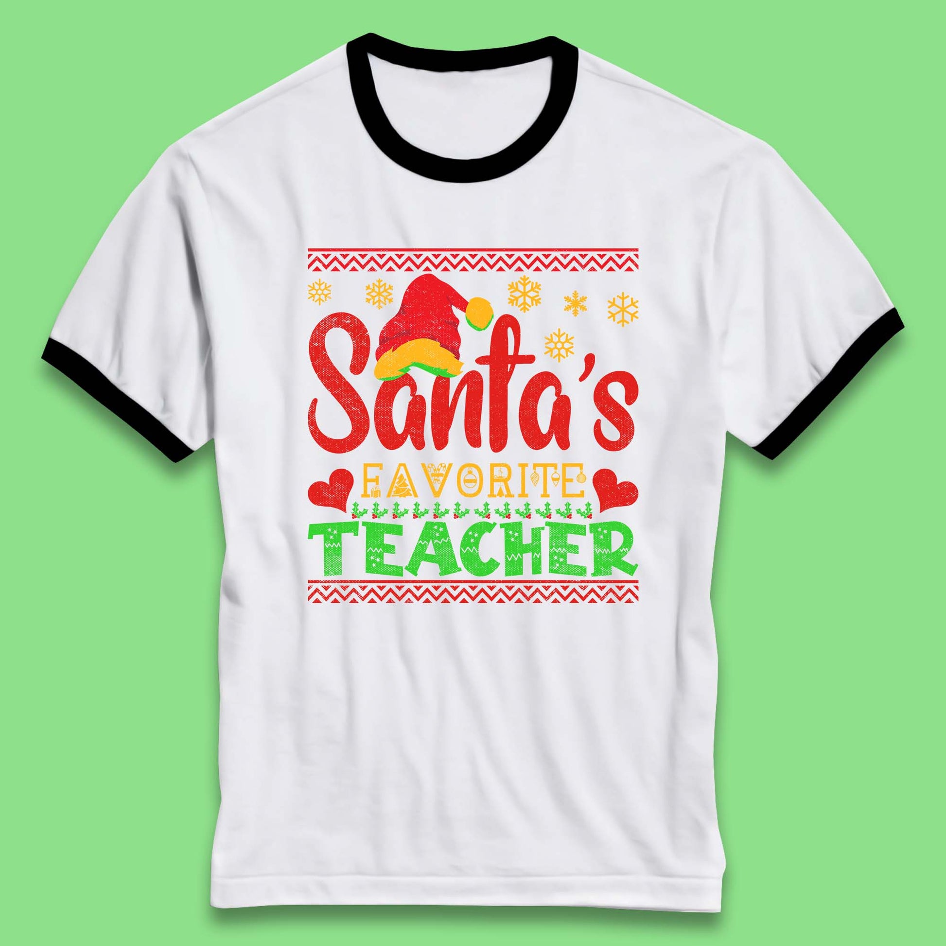 christmas santas favorite teacher ringer t shirt